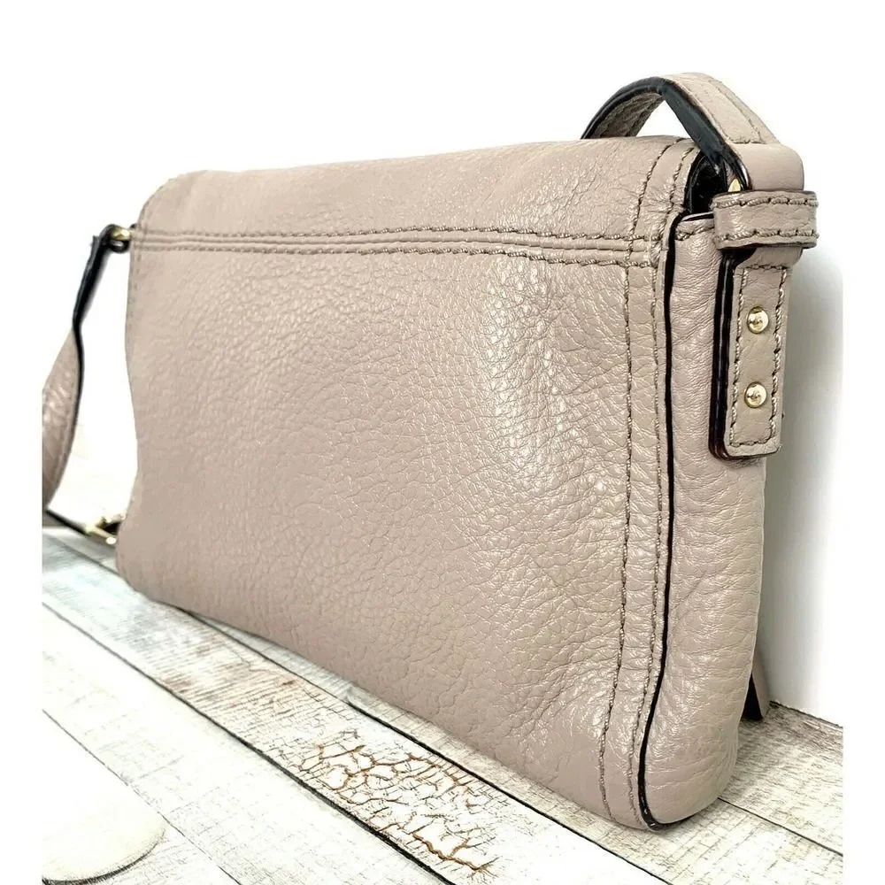 kate spade MUSHROOM BEIGE GENUINE LEATHER SMALL SHOULDER BAG HANDBAG CROSSBODY